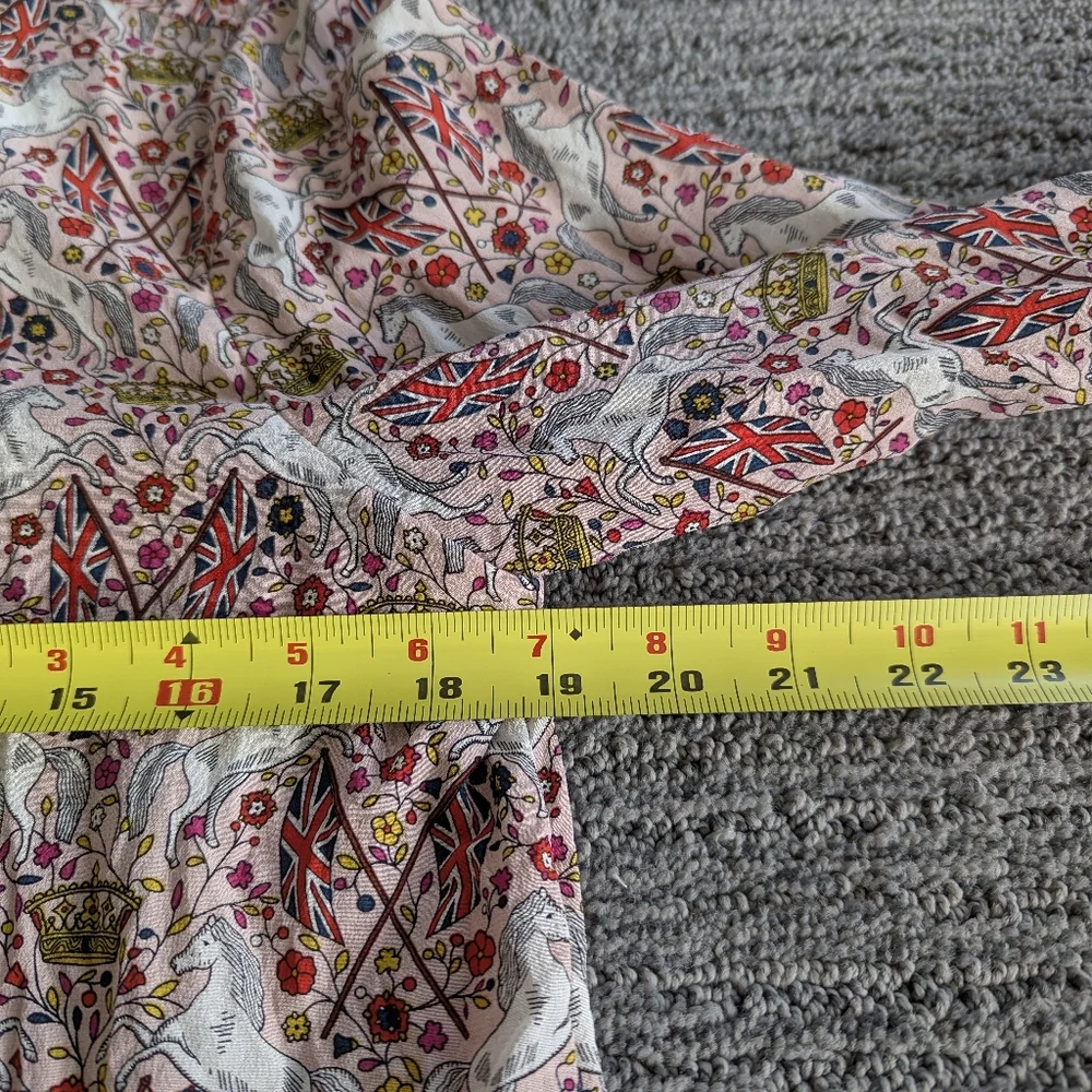 Boden Crown and Country 100% Silk Printed Union Jack Full Button Up Top - Picture 6 of 9